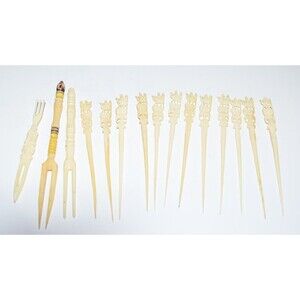 Vtg mixed lot Barware Celluloid plastic Cocktail Picks Appetizer Asian‎ Lattice